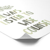 Sage green luister altijd naar verstandig poster (Hoek)