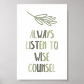 Sage green luister altijd naar verstandig poster (Voorkant)