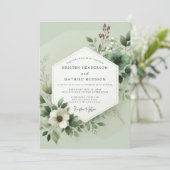 Sage Green Lush Botanical Wedding Kaart (Staand voorkant)