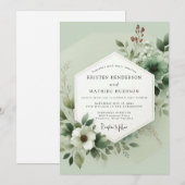 Sage Green Lush Botanical Wedding Kaart (Voorkant / Achterkant)