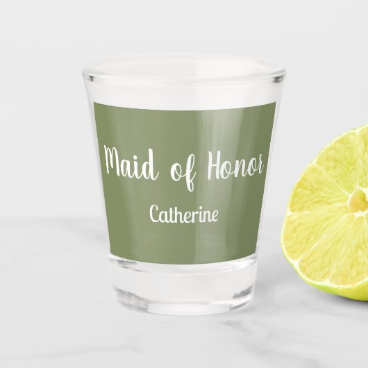 Sage Green Maid of Honor Bridesmaid Shot Glas (Voorkant)