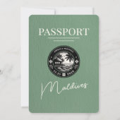 Sage Green Malediven Paspoort Huwelijksuitnodiging Kaart (Achterkant)