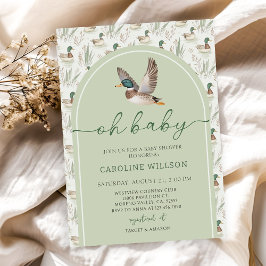 Sage Green Mallard Duck Baby shower Uitnodiging
