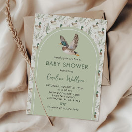 Sage Green Mallard Duck Baby shower Uitnodiging