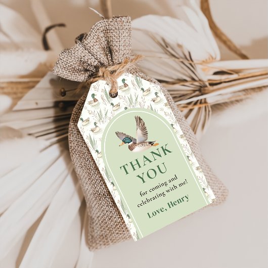 Sage Green Mallard Duck Verjaardag Gift Labels Cadeaulabel