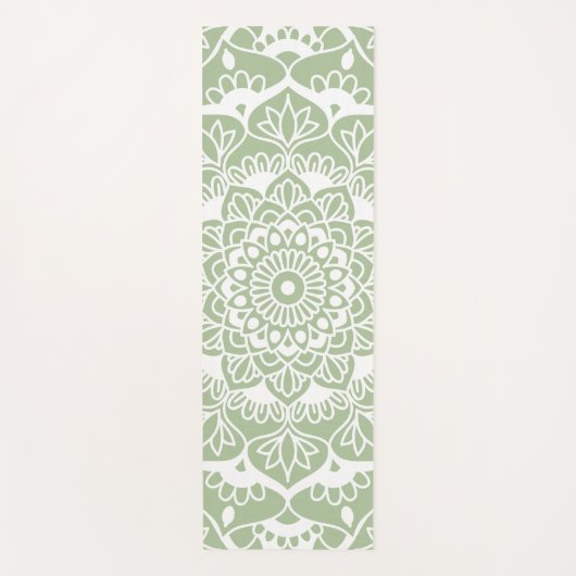 Sage Green Mandala Art Yogamat (Voorkant)