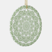 Sage Green Mandala Boho Chic Flower Keramisch Ornament (Rechts)