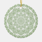 Sage Green Mandala Boho Chic Flower Keramisch Ornament (Voorkant)
