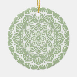 Sage Green Mandala Boho Chic Flower Keramisch Ornament