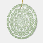Sage Green Mandala Boho Chic Flower Keramisch Ornament (Links)