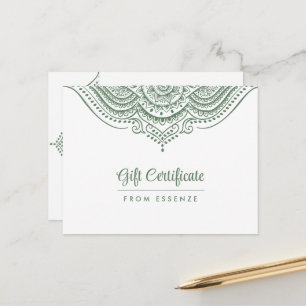 Sage-Green Mandala Cadeaubon Ontwerp Briefkaart