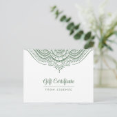 Sage-Green Mandala Cadeaubon Ontwerp Briefkaart (Staand voorkant)
