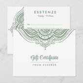 Sage-Green Mandala Cadeaubon Ontwerp Briefkaart (Voorkant / Achterkant)