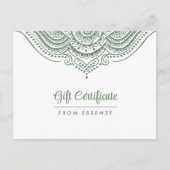 Sage-Green Mandala Cadeaubon Ontwerp Briefkaart (Voorkant)