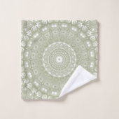 Sage Green Mandala Pattern Bad Handdoek (Wasdoekje)