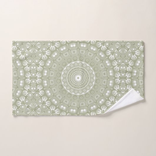 Sage Green Mandala Pattern Bad Handdoek (Handdoek)
