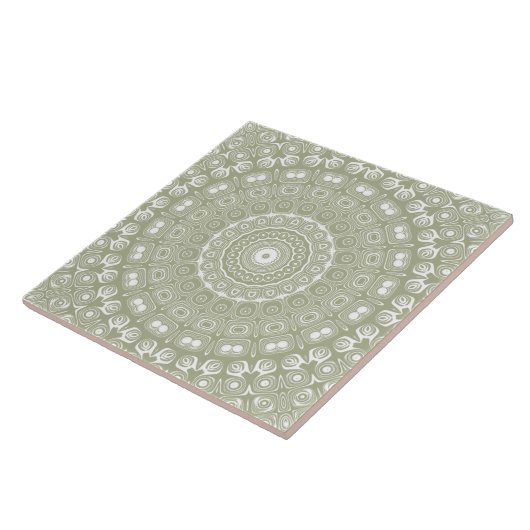 Sage Green Mandala Pattern Tegeltje (Zijkant)