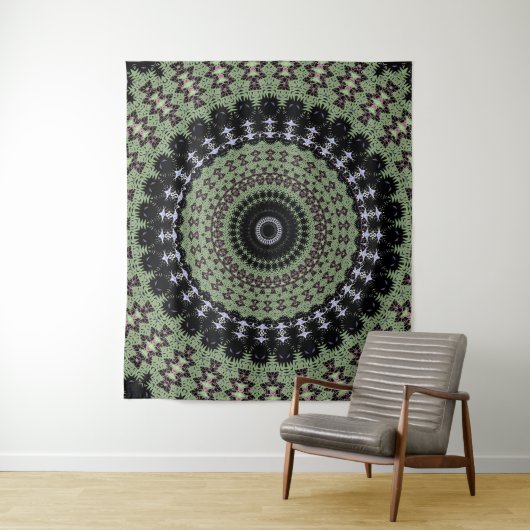 Sage Green Mandala Wandkleed (In situ)