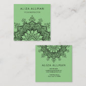 Sage Green Mandala Yoga Instructor Vierkante Visitekaartje (Voorkant / Achterkant)