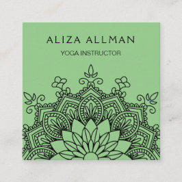 Sage Green Mandala Yoga Instructor Vierkante Visitekaartje