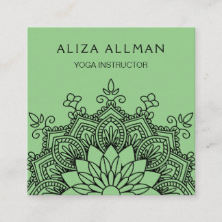 Sage Green Mandala Yoga Instructor Vierkante Visitekaartje