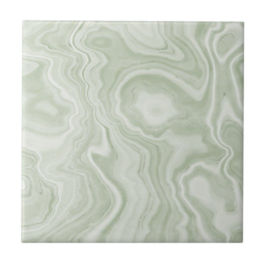 Sage Green Marble Ceramic Tile Tegeltje (Voorkant)