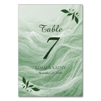 Sage Green Marble & Gold Table Number Kaart