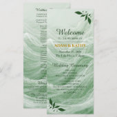 Sage Green Marble & Gold Wedding Program Programmakaart (Voorkant / Achterkant)