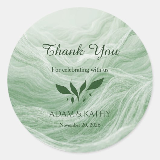 Sage Green Marble & Gold Wedding Sticker (Voorkant)