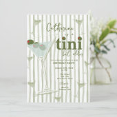 Sage Green Martini Thema Verjaardagsfeest Kaart (Staand voorkant)