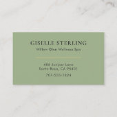 Sage Green Massage Therapeut Minimalistische Lotus Visitekaartje (Achterkant)