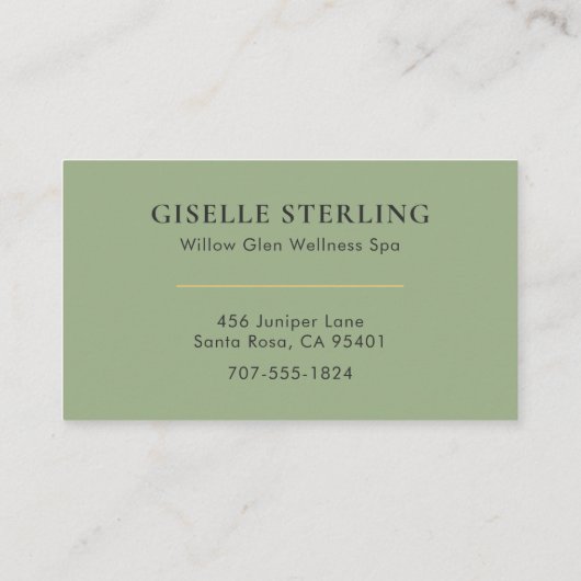 Sage Green Massage Therapeut Minimalistische Lotus Visitekaartje (Achterkant)