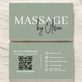 Sage Green Massage Therapeut QR-code Visitekaartje