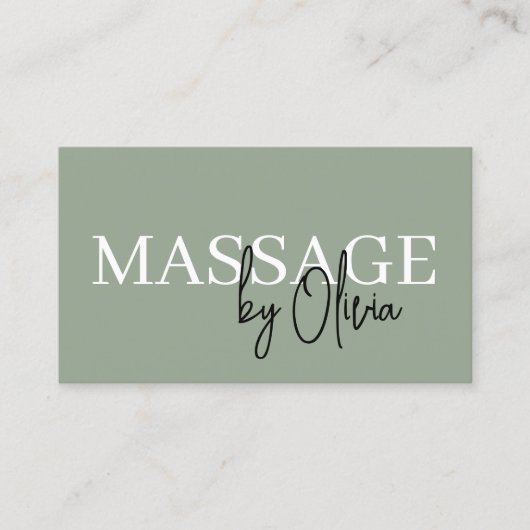 Sage Green Massage Therapeut QR-code Visitekaartje (Voorkant)