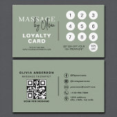 Sage Green Massage Therapist QR Code Loyalty Card