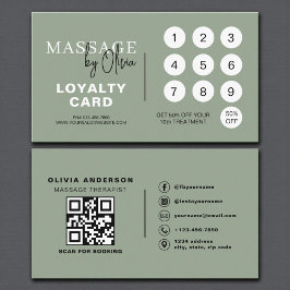 Sage Green Massage Therapist QR Code Loyalty Card