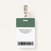 Sage Green Medewerker QR code, streepjescode, Logo Badge (Achterkant met clip)