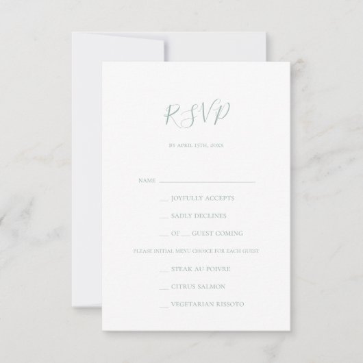 Sage Green Menu Choice RSVP Card (Voorkant)