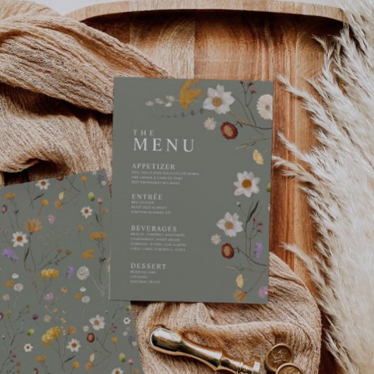 Sage Green Menu met Wilde bloemen