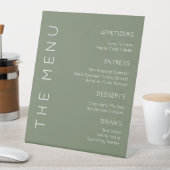 Sage Green Menu Sign., Modern Menu Sign Reclamebord Met Voetstuk (Insitu)