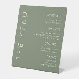 Sage Green Menu Sign., Modern Menu Sign Reclamebord Met Voetstuk