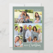 Sage Green Merry Kerstmis 5 Foto Collage Feestdagenkaart (Voorkant)