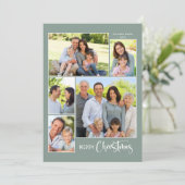 Sage Green Merry Kerstmis 5 Foto Collage Feestdagenkaart (Staand voorkant)