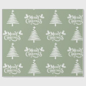 Sage Green Merry Kerstmis Cadeaupapier (Vlak)