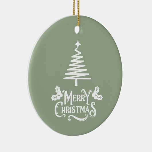 Sage Green Merry Kerstmis Keramisch Ornament (Rechts)