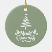 Sage Green Merry Kerstmis Keramisch Ornament (Voorkant)