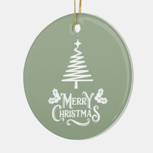 Sage Green Merry Kerstmis Keramisch Ornament (Links)
