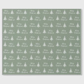 Sage Green Merry White - kerstboom Cadeaupapier (Vlak)
