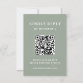 Sage Green met elegante tekst | QR-code voor bruil RSVP Kaartje (Voorkant)