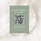 Sage Green met elegante tekst | QR-code voor bruil RSVP Kaartje
